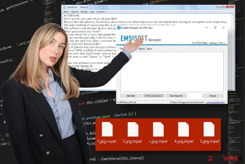 Screenshot of Mpal ransomware: cryptovirus
