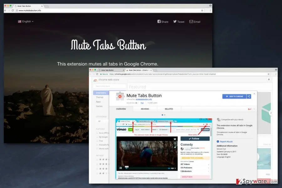 Mute Tabs Button ads: screenshot