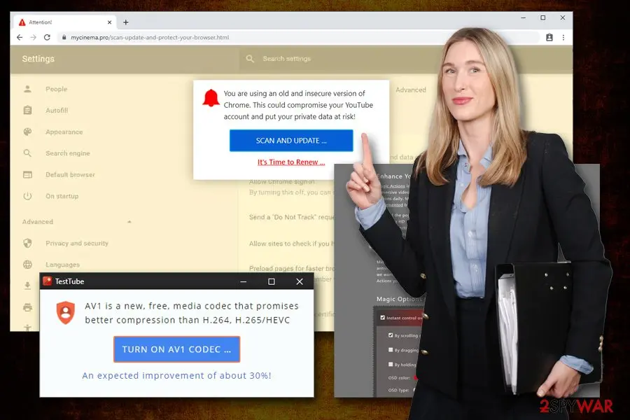 My Cinema Pro: magic actions for youtube malicious pop up ads