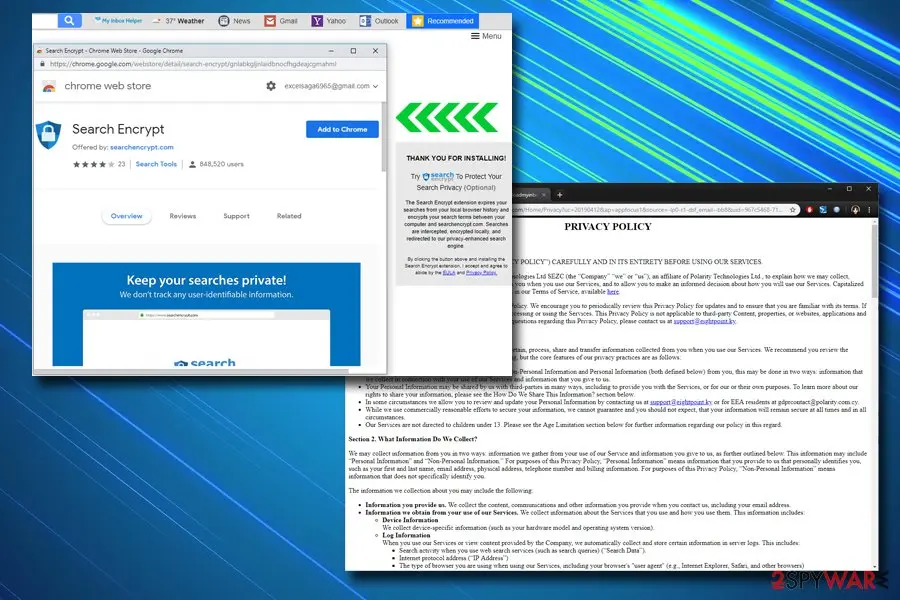 My Inbox Helper: offers search encrypt