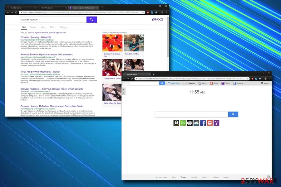 My Inbox Helper: changes web browser settings