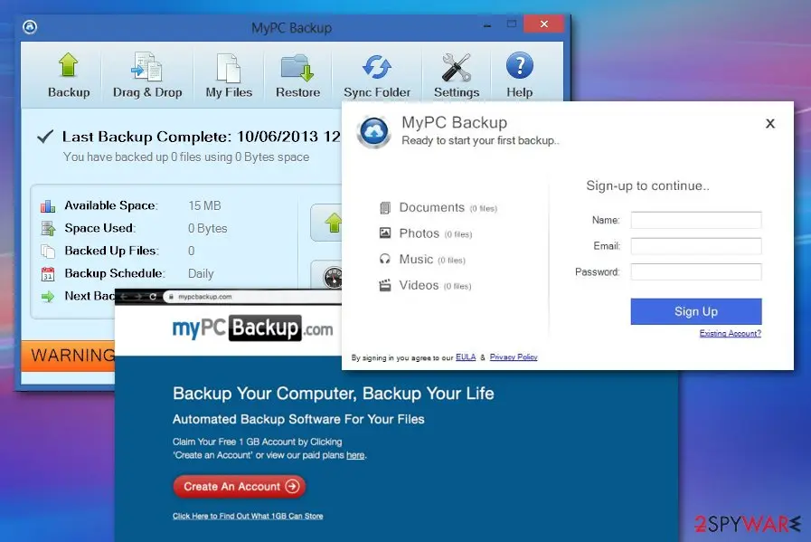 MyPC Backup: my pc backup virus