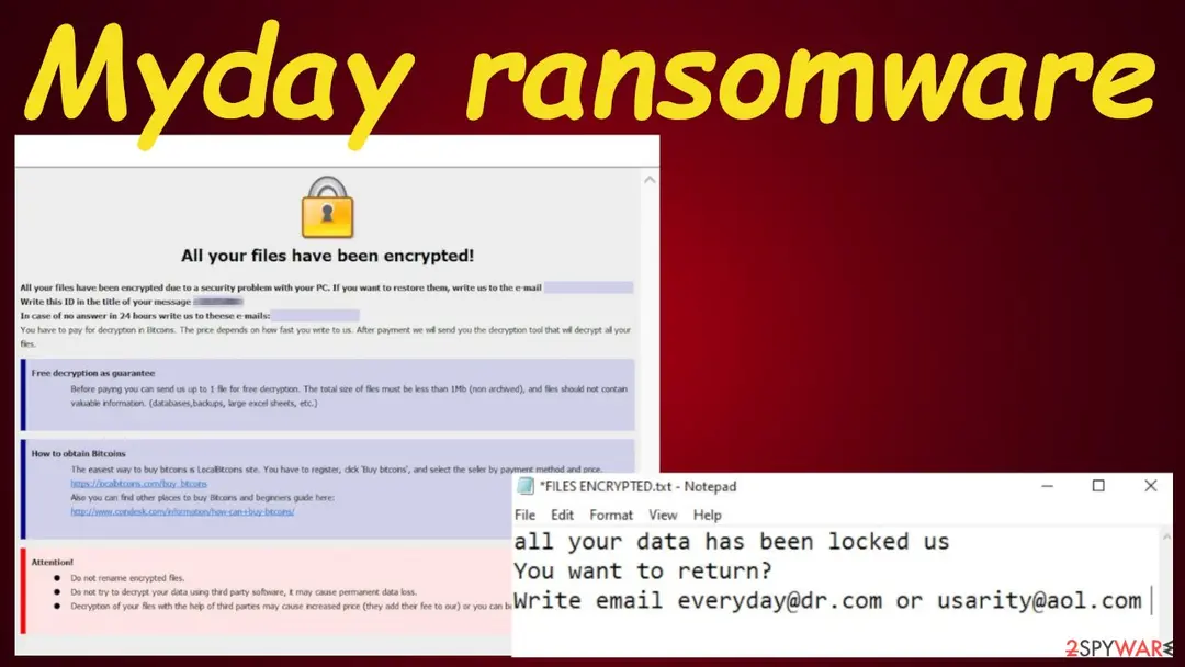 Screenshot of Myday ransomware: screenshot