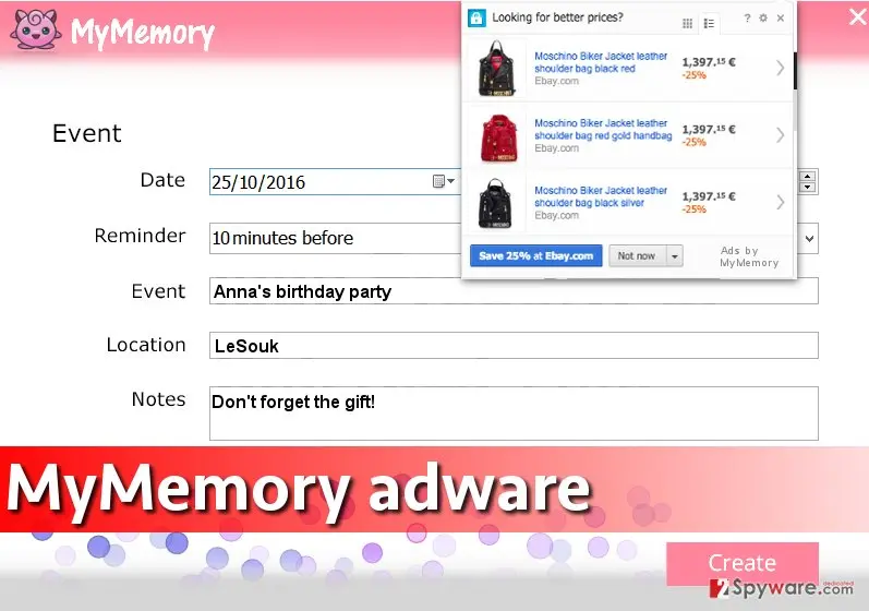 Screenshot of MyMemory virus: screenshot