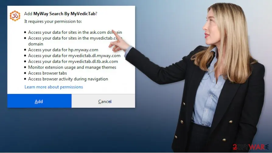 Screenshot of MyVedicTab: hijack virus