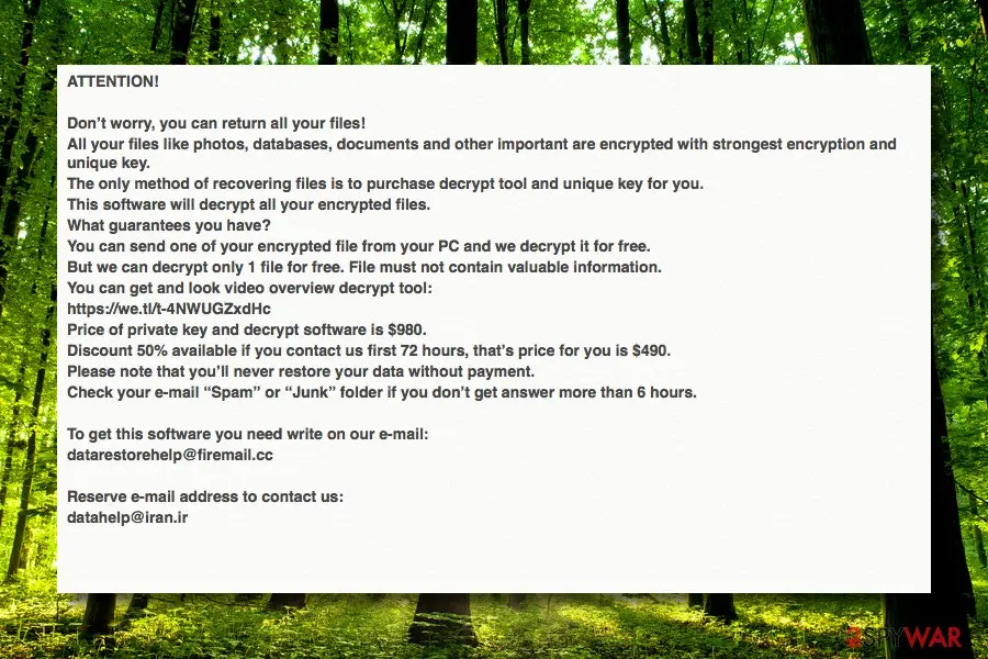 Screenshot of Nbes ransomware: virus