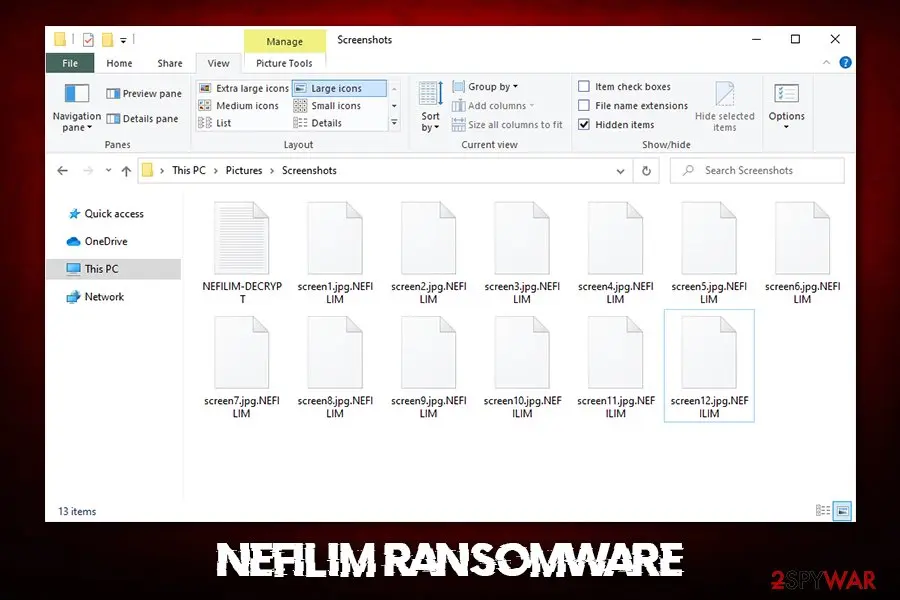 Nefilim: ransomware encrypted files