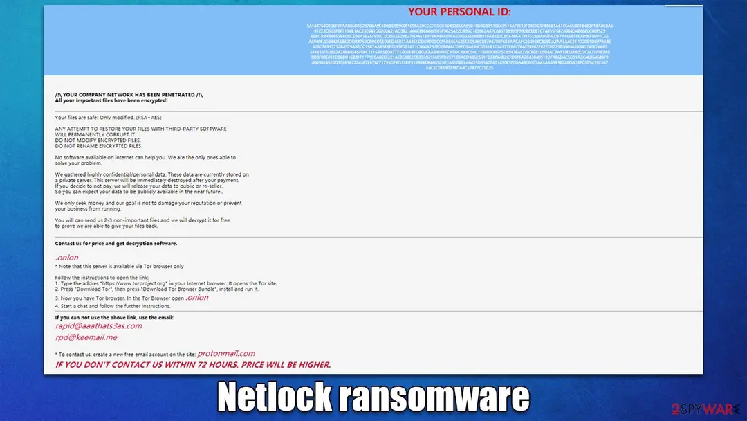 Screenshot of Netlock: ransomware virus