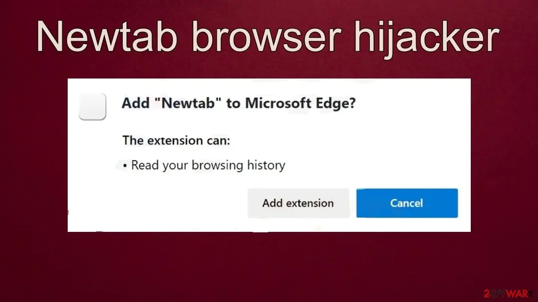 Newtab browser hijacker: screenshot