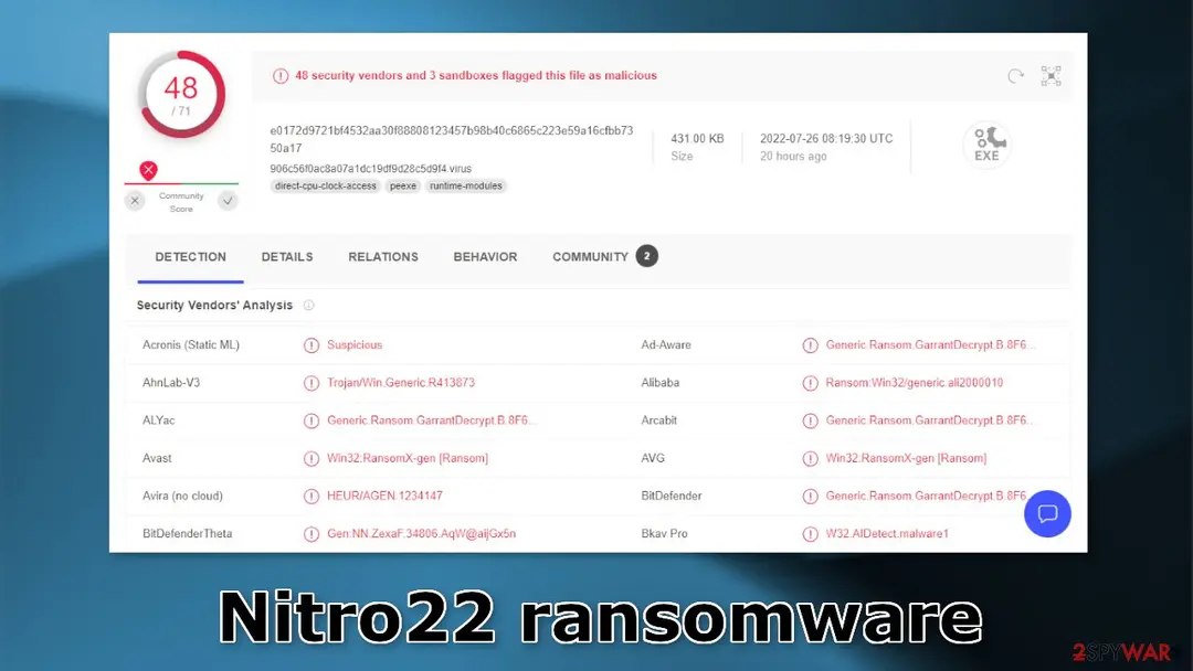 Screenshot of Nitro22: ransomware