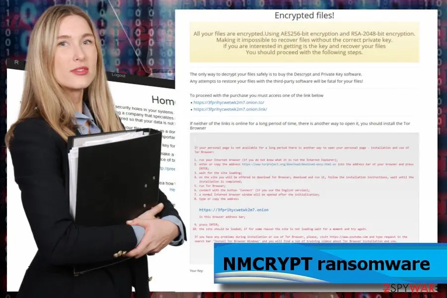 Screenshot of NMCRYPT ransomware: virus