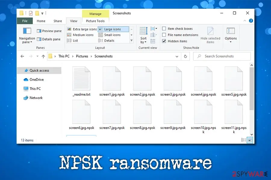 NPSK ransomware: locked files