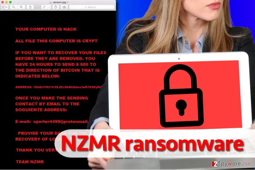 NZMR ransomware virus: screenshot