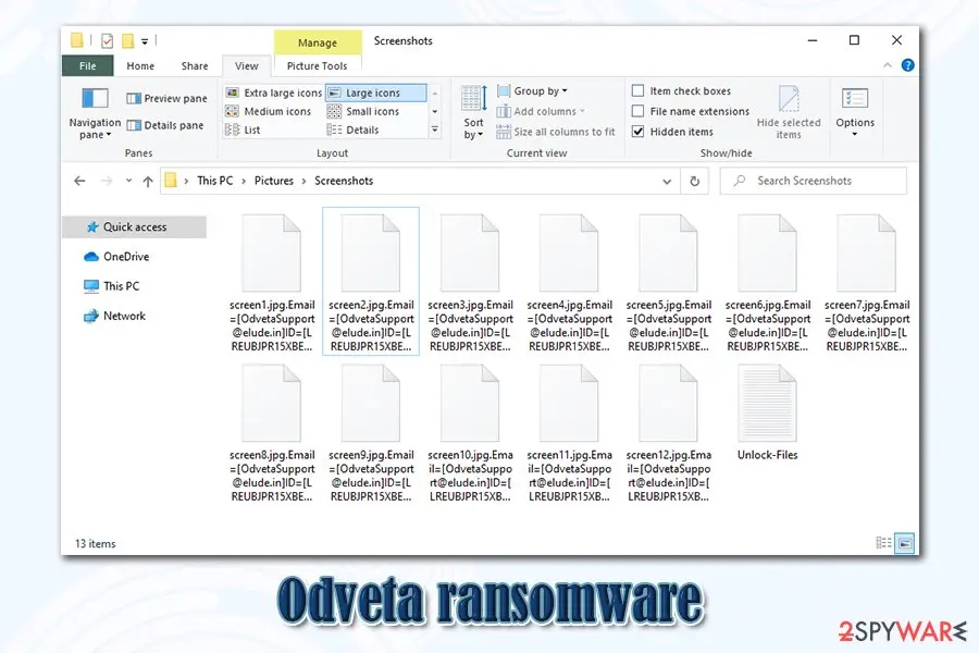 Odveta ransomware: locked files