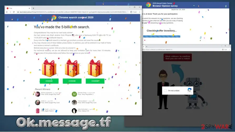 Ok.message.tf: ok message tf adware redirect