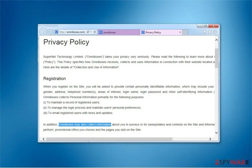 Omniboxes: com privacy policy