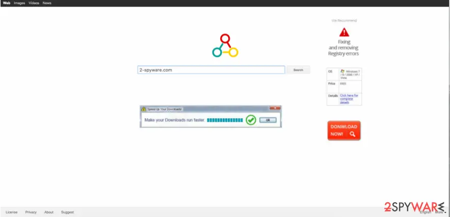 Omniboxes: com search bar several sponsored pop ups are visualised