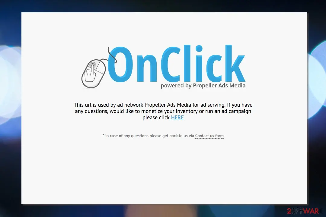 Screenshot of Onclkds.com: onclkds virus
