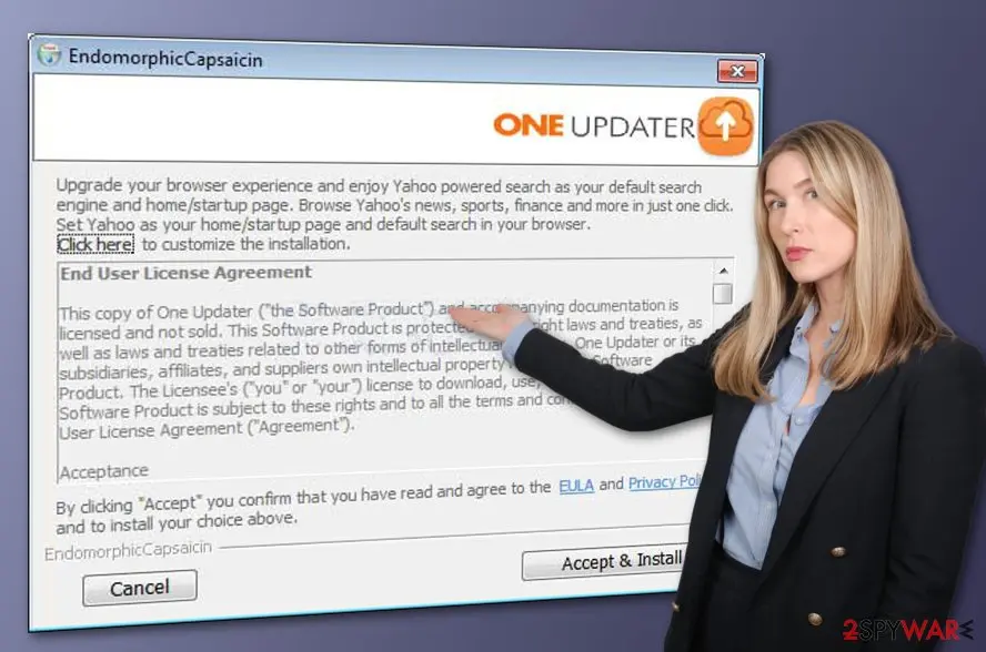 Screenshot of One Updater: adware