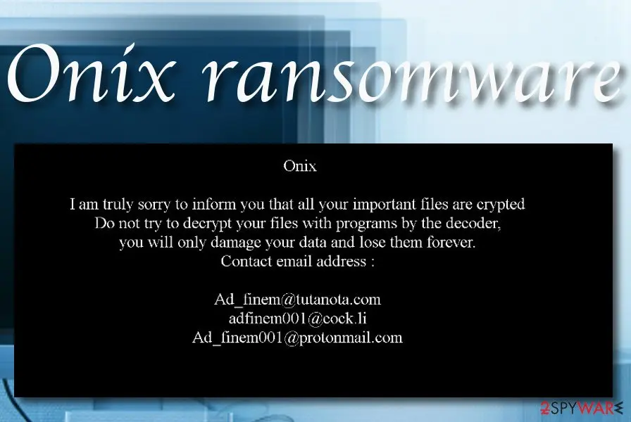 Screenshot of ONIX ransomware: screenshot
