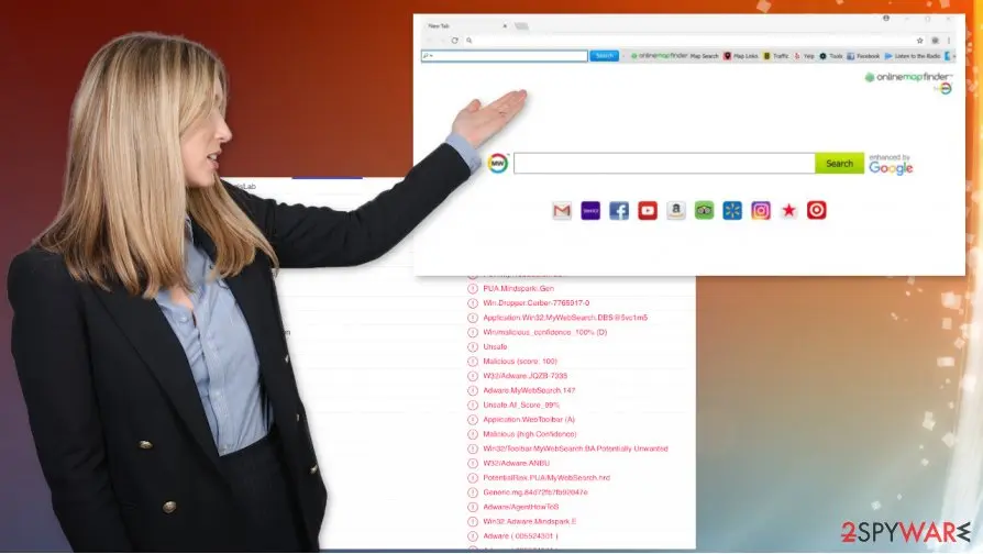 OnlineMapFinder: browser hijacker toolbar