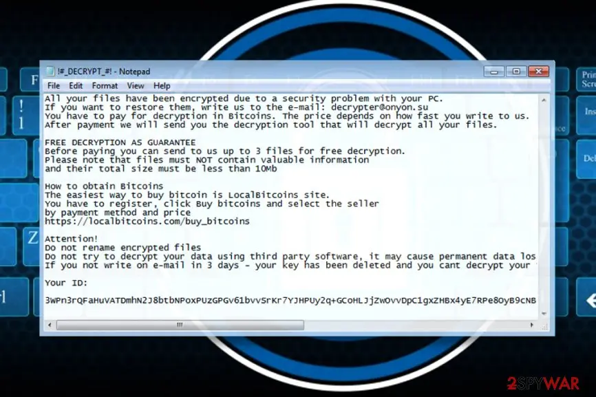 OnyonLock ransomware virus: screenshot