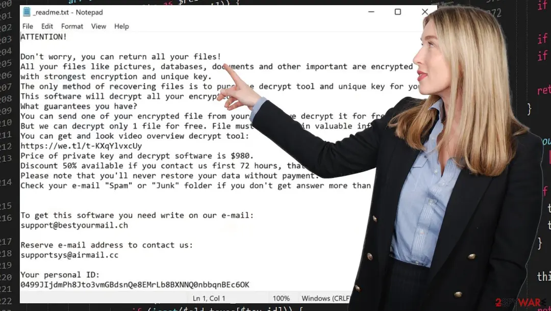 Screenshot of Oori ransomware: virus