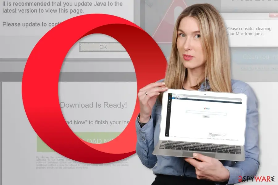 Opera redirect virus: screenshot
