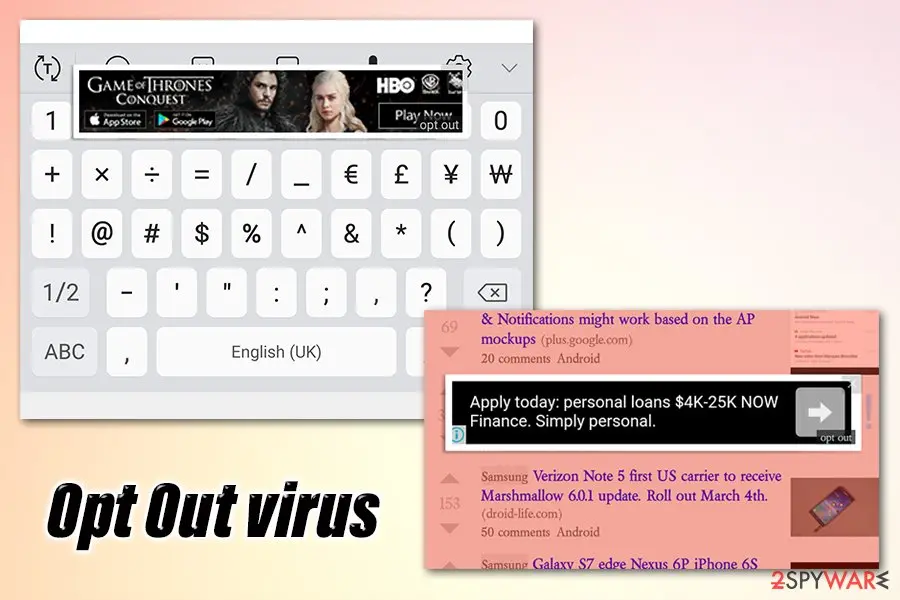 Opt Out virus, Opt Out ads: optout virus android infection ads