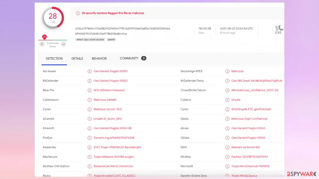Orkf file virus: screenshot