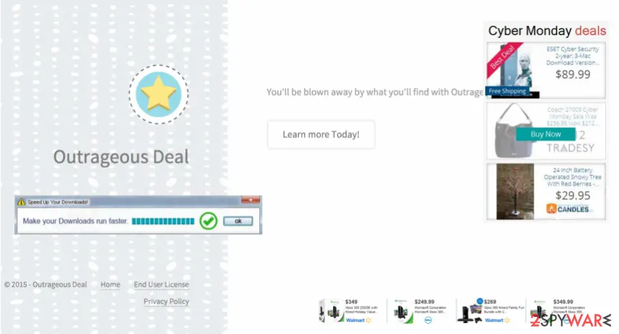 Outrageous Deal: homepage filled with ads
