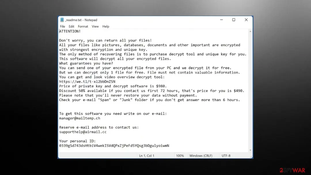 Screenshot of Palq ransomware: screenshot