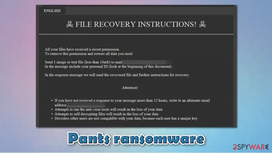 Pants ransomware: file locking malware globeimposter variant