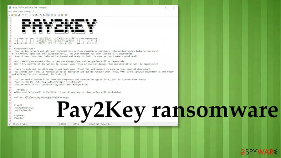 Screenshot of Pay2Key ransomware: screenshot