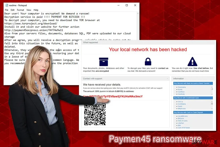 Paymen45 ransomware: asks for ransom in bitcoin