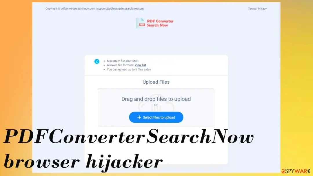 Screenshot of PDFConverterSearchNow: browser hijacker