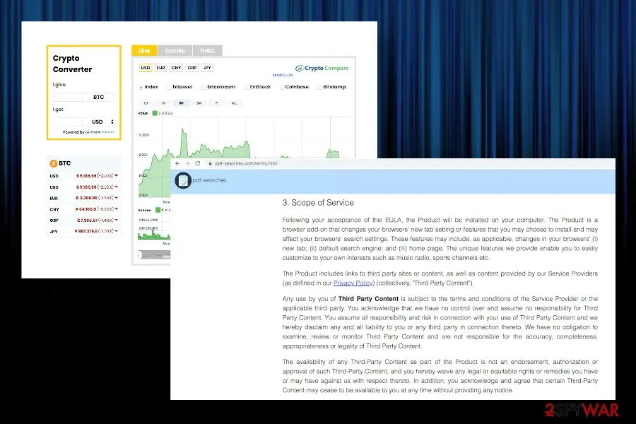 Screenshot of PDFSearches: privacy policy