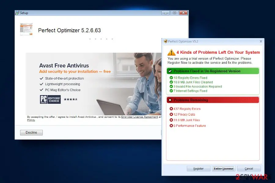 Screenshot of Perfect Optimizer: virus