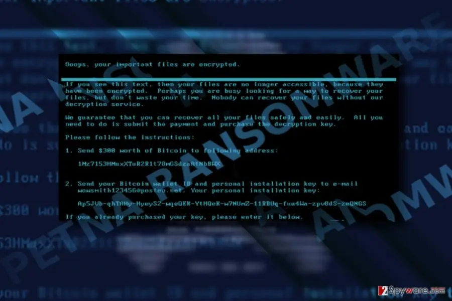 Petna ransomware virus: petna1