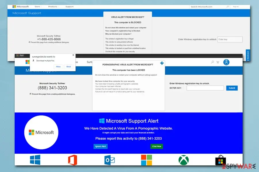Pornographic virus alert from Microsoft: scam alert fake virus warning