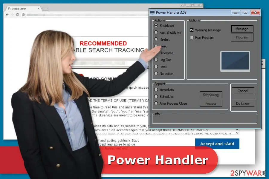 Power Handler virus: screenshot