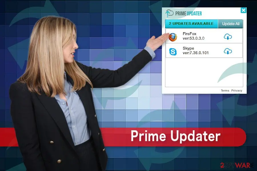 Prime Updater virus: screenshot
