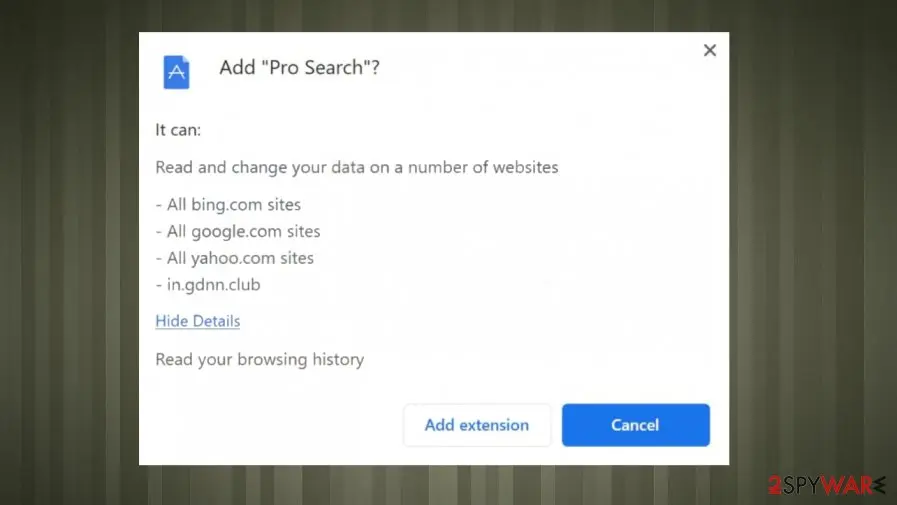 Screenshot of Pro Search: pup