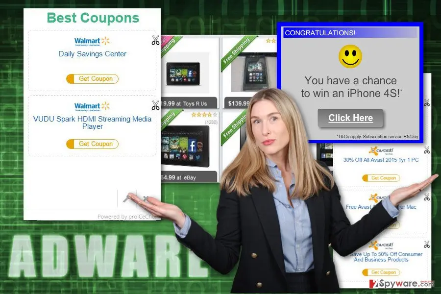 Screenshot of ProiCeChoP ads: screenshot