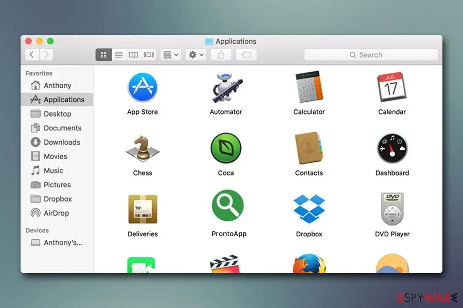 ProntoApp: installed on the mac computer