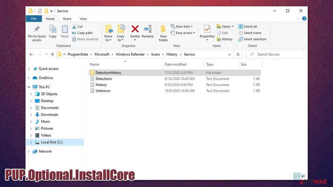 PUP.Optional.InstallCore: pup optional installcore delete detection history