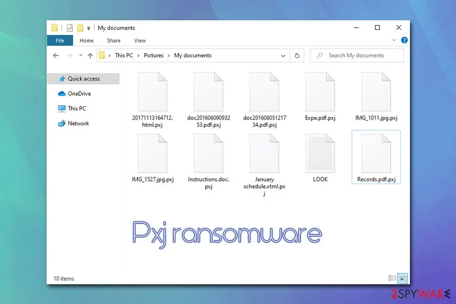 Pxj ransomware: encrypted files