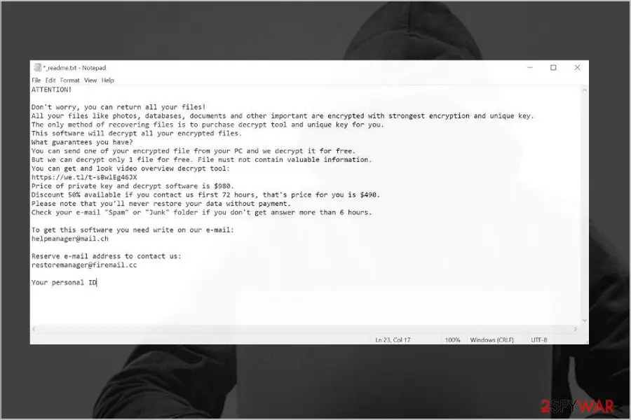 Screenshot of Pykw ransomware: screenshot