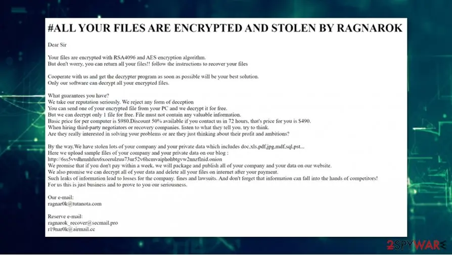 Ragnarok ransomware: file locking virus thor extension