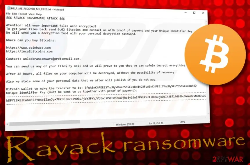 Screenshot of Ravack ransomware: screenshot
